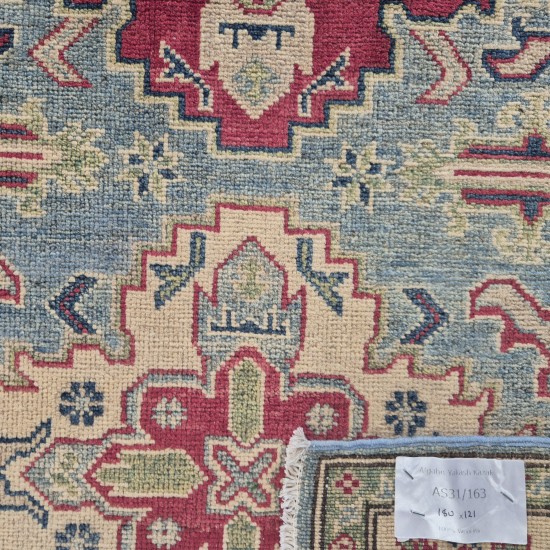 Vintage Style Kazak Rug 180cm x 121cm – Soft Blues & Cream Vegetable Dyed Wool Rug Vintage Style Kazak Rug 180cm x 121cm – Soft Blues & Cream Vegetable Dyed Wool Rug