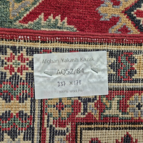 Bring timeless Caucasian artistry into your home with this hand-knotted Kazak rug (237cm x 178cm)