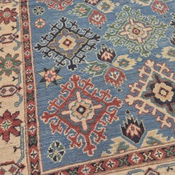 Kazak Rug 180cm x 121cm – Soft Blue & Cream Traditional Wool Rug