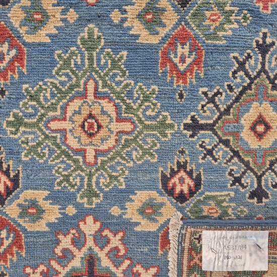Kazak Rug 180cm x 121cm – Soft Blue & Cream Traditional Wool Rug Kazak Rug 180cm x 121cm – Soft Blue & Cream Traditional Wool Rug