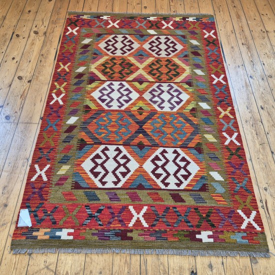 Handwoven Kilim Rug 184cm x 122cm – Vegetable Dye Wool Flatweave