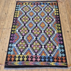 Rug 153cm x 105cm – Colourful Handwoven Flatweave Rug  Authentic Afghan 