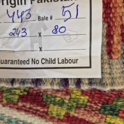 Vegetable Dyed Kilim Runner 243cm x 80cm – Handwoven Wool Flatweave