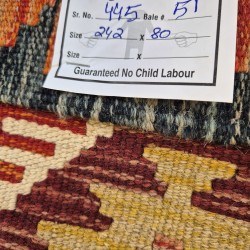 Vegetable Dyed Kilim Runner 242cm x 80cm – Handwoven Wool Flatweave