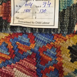 Afghan Kilim Rug 188cm x 130cm – Colourful Flatweave Tribal Rug