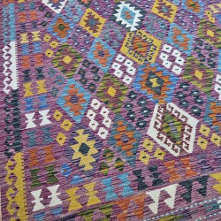 Vegetable-Dyed Afghan Kilim Rug 250cm x 179cm – Mixed Colours Wool Rug