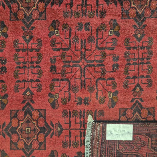 Terracotta Afghan Khan Mohammadi Rug 199cm x 121cm – Fine Quality Handmade Wool Rug