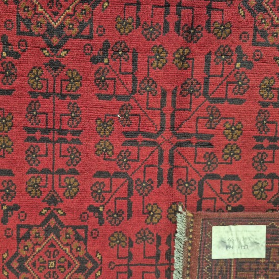 Fine Afghan Khan Mohammadi Rug 194cm x 127cm – Rich Red Tones Handmade Wool Rug 