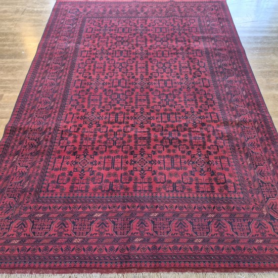 Afghan Khan Mohammadi Rug 291cm x 200cm – Rich Red Tones Handmade Wool Rug 