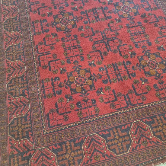 Afghan Khan Mohammadi Rug 197cm x 151cm – Rich Red Handmade Wool Rug Afghan Khan Mohammadi Rug 197cm x 151cm – Rich Red Handmade Wool Rug