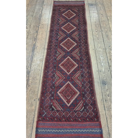 Afghan Mushwaini Runner 245cm x 62cm – 100% Wool Tribal Rug