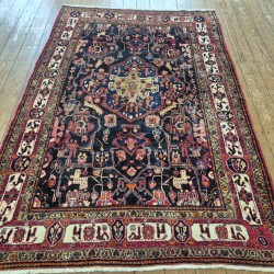 Persian Nahavand Rug 244cm x 170cm – Dark Blue Tribal Wool Carpet