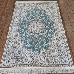 Super Fine Persian Nain Rug 168cm x 116cm – Rare Green Kurk Wool & Silk (6La Quality)