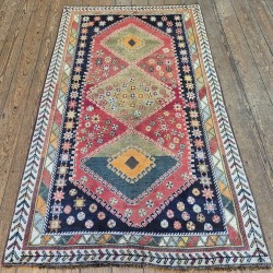 Qashqai Nomadic Rug 204cm x 121cm – Pink & Green Tribal Wool Carpet