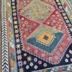 Qashqai Nomadic Rug 204cm x 121cm – Pink & Green Tribal Wool Carpet