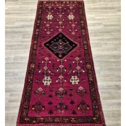 Hand-Knotted Persian Qashqai Runner 202cm x 84cm – Red Tones Wool Rug  Authentic Qashqai