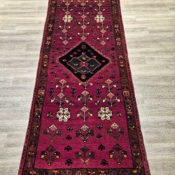 Hand-Knotted Persian Qashqai Runner 202cm x 84cm – Red Tones Wool Rug  Authentic Qashqai