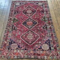 Qashqai Nomadic Rug 198cm x 137cm – Red Vintage Natural Wool