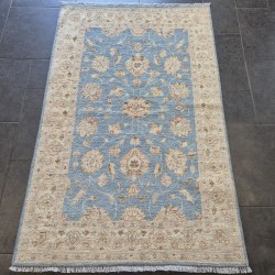 Hand-Knotted Farahan Ziegler Rug 183cm x 116cm – Soft Blue & Cream Wool Rug