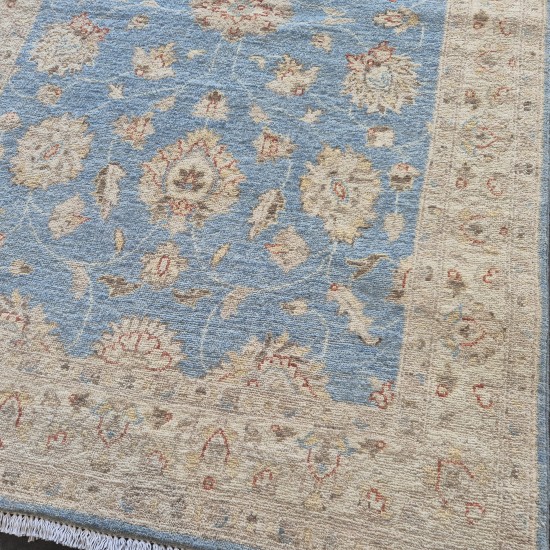 Hand-Knotted Farahan Ziegler Rug 183cm x 116cm – Soft Blue & Cream Wool Rug Hand-Knotted Farahan Ziegler Rug 183cm x 116cm – Soft Blue & Cream Wool Rug