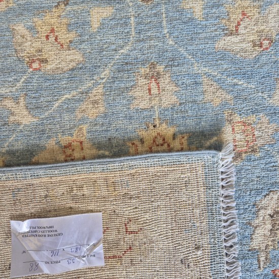 Hand-Knotted Farahan Ziegler Rug 183cm x 116cm – Soft Blue & Cream Wool Rug Hand-Knotted Farahan Ziegler Rug 183cm x 116cm – Soft Blue & Cream Wool Rug