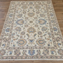 Hand-Knotted Afghan Ziegler Rug 195cm x 152cm – Cream & Blue Wool Rug
