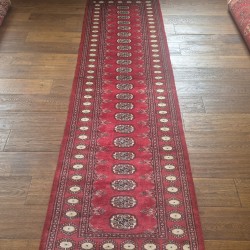 Bokhara Runner 295cm x 80cm – Rich Red Wool Runner Authentic Bokhara Runner Bokhara Runner 295cm x 80cm – Rich Red Wool Runner Authentic Bokhara Runner
