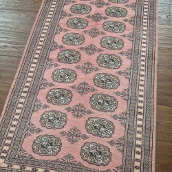 Hand-Knotted Bokhara Runner 294cm x 77cm – Soft Pink Wool Runner  Authentic Bokhara