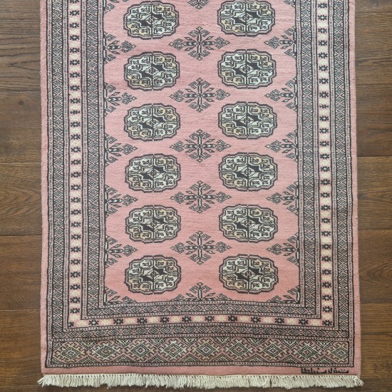 Hand-Knotted Bokhara Runner 294cm x 77cm – Soft Pink Wool Runner Authentic Bokhara Hand-Knotted Bokhara Runner 294cm x 77cm – Soft Pink Wool Runner Authentic Bokhara