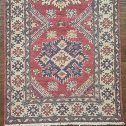 Hand-Knotted Kazak Runner 292cm x 83cm – Soft Red & Cream Tribal Wool Runner  Authentic Kazak