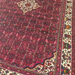 Hand-Knotted Persian Hossainabad Rug 305cm x 208cm – Red & Cream Wool Rug  Authentic Persian