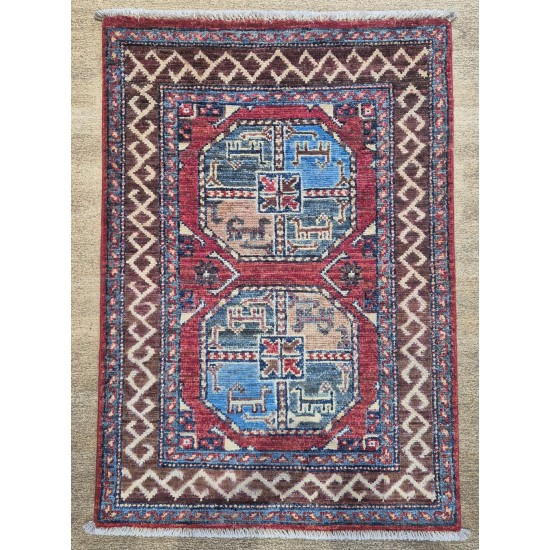 Hand-Knotted Afghan Ersari Rug 90cm x 60cm – Terracotta Mixed Colours Ghazni Wool Rug Hand-Knotted Afghan Ersari Rug 90cm x 60cm – Terracotta Mixed Colours Ghazni Wool Rug