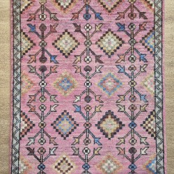 Afghan Ersari Rug 90cm x 69cm – Super Fine Ghazni Wool Pink Mix  Authentic Afghan Tribal Rug