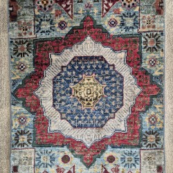 Ariana Mamluk Rug 90cm x 61cm – Ghazni Wool Grey & Silver Rug