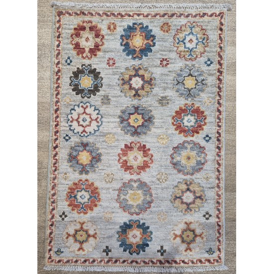 Ersari Rug 90cm x 60cm – Grey Mixed Colours High Knot Density Ersari Rug 90cm x 60cm – Grey Mixed Colours High Knot Density