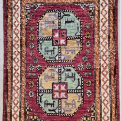 Ersari Rug 90cm x 60cm – Terracotta Tones Handmade Wool Rug 