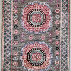 Ersari Rug 90cm x 60cm – Natural Dyes Grey Ghazni Wool Rug