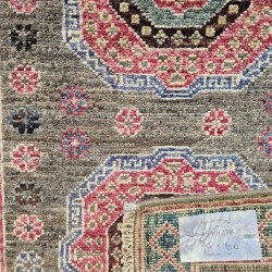 Ersari Rug 90cm x 60cm – Natural Dyes Grey Ghazni Wool Rug