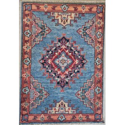 Ariana Ersari Rug 90cm x 60cm – Blue Tones Handmade Wool Rug Ariana Ersari Rug 90cm x 60cm – Blue Tones Handmade Wool Rug